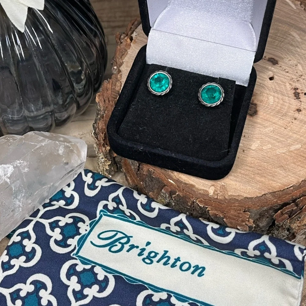 Brighton Emerald Green Stud Circle Earrings - Picture 1 of 5